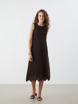 Bisiklet Yaka Ajurlu Dantelli Kro?e Elbise