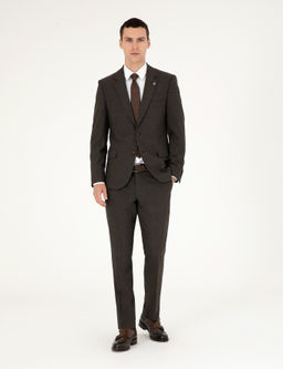 Kahverengi Slim Fit Tak_m Elbise