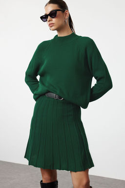 Zumrut Yesili Pileli Etekli Triko Alt-Ust Tak?m TWOAW23AU00184