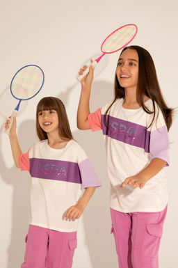 Футболка U.S. Polo Assn для девочек экрю хлопок  фото 12