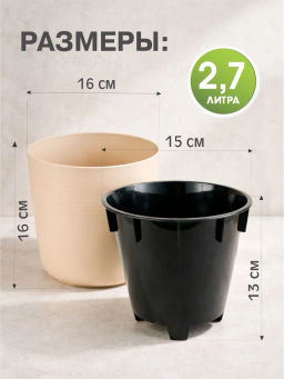Цена за 2 шт. Горшок цв. Линель 2,7л двойной бежевый М8699 - Альтернатива фото 3