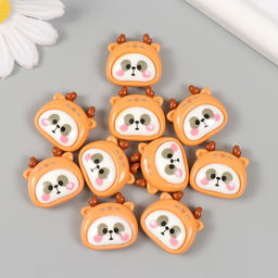 Цена за 10 шт. Декор для творчества пластик «Панда в шапке олене», 2.3×2.3×1 см