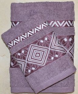 Махровое полотенце Ромбы- ПАСТЕЛЬНО-ФИОЛЕТОВЫЙ 50*100 см. хлопок 100%