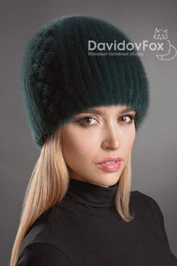 Шапка Сноп норка орнамент изумруд