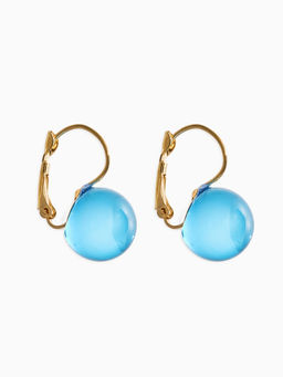 Серьги пластик "Шар №14", цвет синий в золоте