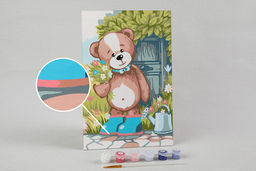 ФРЕЯ PKZ/PS-040 Набор для раскрашивания по номерам (на картоне) 30 х 20 см Медвежонок с букетом