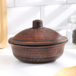 Форма для запекания с крышкой, 550 мл., 16×11 см, красная глина