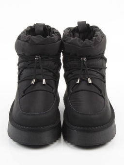 04-WF029-2M BLACK Ботинки зимние женские (натуральная кожа, курточная ткань, 100% шерсть)