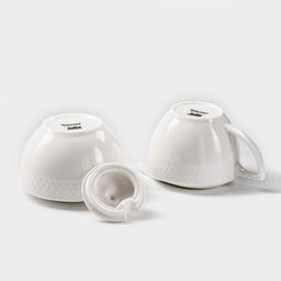 Набор сервировочный Wilmax «Юлия Высоцкая», 2 предмета: сахарница 340 мл, молочник 280 мл, фарфор, белый