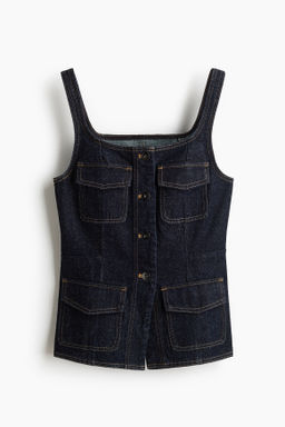 Top en denim con botonadura frontal