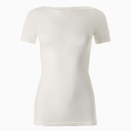 Футболка женская с вырезом лодочка MINAKU: Basic line, ваниль, размер 44