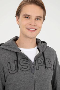 Свитшот мужской U. S. Polo Assn антрацитовый меланж из хлопка - U.s. polo assn фото 4