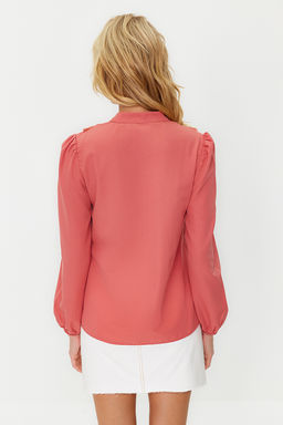 TRENDYOLMILLA Bej Dantelli Pamuklu Regular Normal Kal?p Dokuma Gomlek TWOSS20GO0044 фото 6