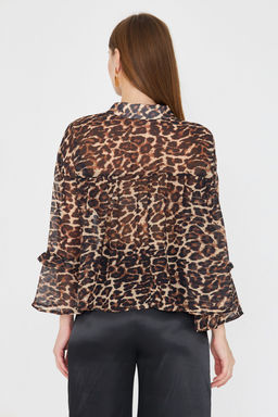 Cok Renkli Leopar Desenli Sifon Bluz TPRAW25BZ00046 - Trendyolmilla фото 5
