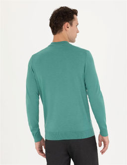 Mint Regular Fit Bato Yaka Y_n Kar___ml_ Basic Triko Kazak