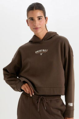DeFactoFit NBA Chicago Bulls Kapusonlu Kal?n Sweatshirt