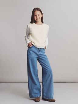 Wideleg K?z ?ocuk Jean Pantolon