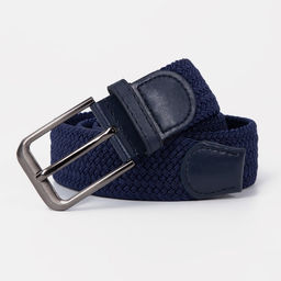 Ремень мужской, ширина 4 см резинка плетёнка, пряжка металл, цвет синий