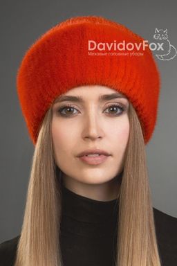 Шапка Оливия норка трикотаж алая