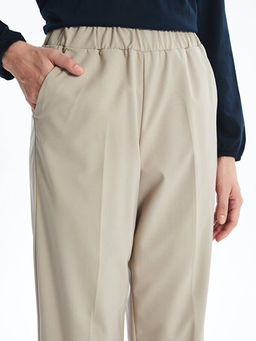 Kad?n Beli Lastikli D?z Pantolon