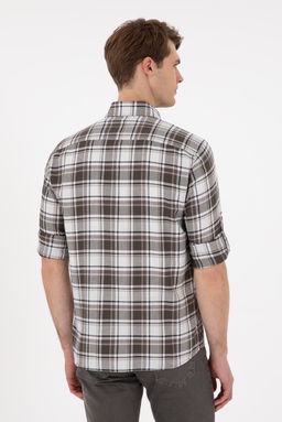 Мужская рубашка светло-хаки с длинным рукавом Неожиданная скидка в корзине - U.s. polo assn фото 5