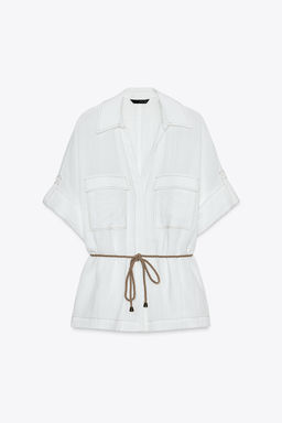 BELTED SAFARI SHIRT - Zara фото 5