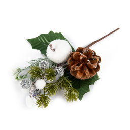 Blumentag VDF-130 Веточка хвойная с шишкой и ягодами 3 х 1 шт. 24 см 01  фото 3