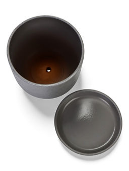 Горшок цветочный с поддоном 1,6 л, d15/h13 см серый керамика, "Перл" (М)