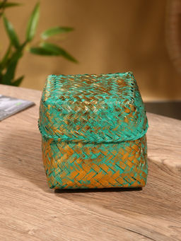 Корзинка плетёная «Голден мини», 12×12×10 см, голубая