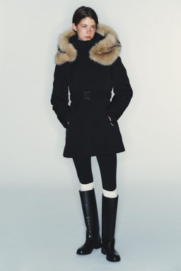 PUFFER JACKET WITH FAUX FUR HOOD, WATER AND WIND PROTECTION - Zara фото 17