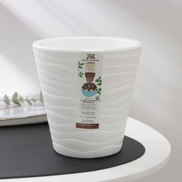 Кашпо для цветов со вставкой «Валенсия», 2 л, пластик, белое