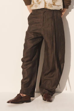 PANTAL?N WIDE FIT CINTURONES / Marr?n / Topo - Zara фото 2