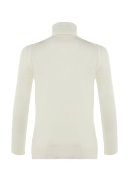 Ekru Merserize Gorunumlu Crop Premium Iplik / Ozel Iplik Basic Triko Kazak TWOAW23KZ01514