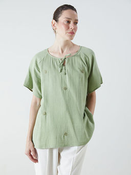 Ba?lamal? Yaka Nak??l? M?slin Bluz