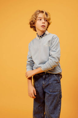 Толстовка с принтом для мальчиков с круглым вырезом на спине - Defacto фото 2