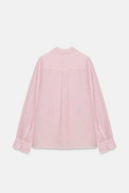 CAMISA LINO BOLSILLO ZW COLLECTION / Malva claro - Zara фото 5