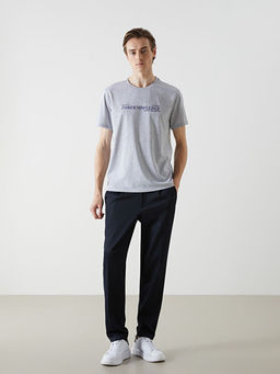 Bisiklet Yaka K?sa Kollu Bask?l? Penye Erkek Ti??rt