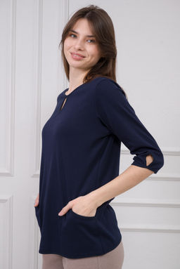 Кофта женская из интерлока Анфиса тёмно-синий - Амадэль фото 3