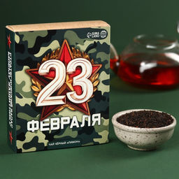Чай чёрный С днём защитника отечества, вкус: лимон, 50 г.