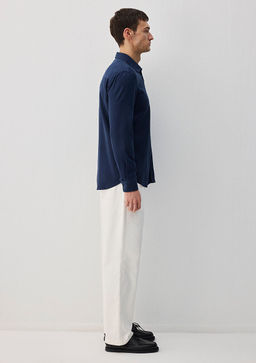 Lacivert Tencel TM Lyocell Gomlek - Mavi фото 5