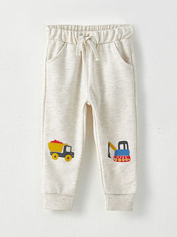 Beli Lastikli Bask?l? Erkek Bebek Jogger E?ofman Alt