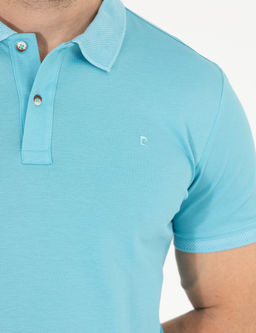 A__k Mavi Slim Fit %100 Pamuk Polo Yaka Merserize Ti__rt