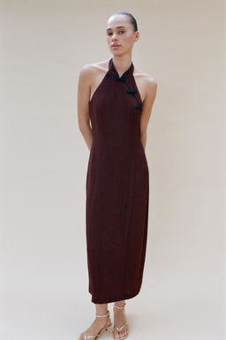 VESTIDO HALTER ALAMARES / Burdeos