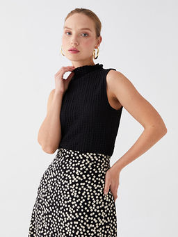 Dik Yaka Kendinden Desenli Kad?n Atlet