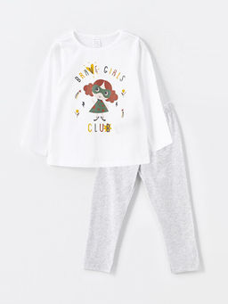 Bisiklet Yaka Bask?l? K?z Bebek Pijama Tak?m 2li