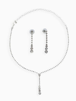 Набор 2 пред-а: серьги, колье "Вечерний шик" минимал, цвет белый в серебре