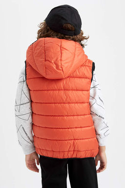 Двусторонний пуховик с капюшоном для мальчика - Defacto фото 4