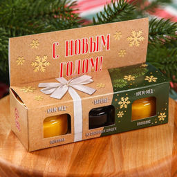 Подарочный набор Радостных дней, 2 крем-меда и варенье с шишками по 30 г