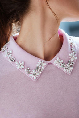 KNIT POLO NECK JUMPER WITH FAUX PEARLS - Zara фото 3