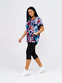 Костюм женский, цвет синий красный белый